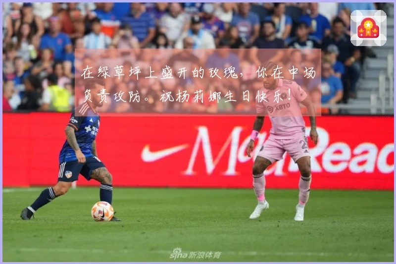 在绿草坪上盛开的玫瑰，你在中场负责攻防。祝杨莉娜生日快乐！